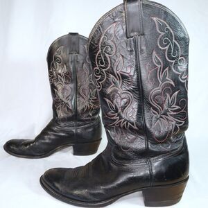 Justin Roper Cowboy Boots Black Mens Size 10